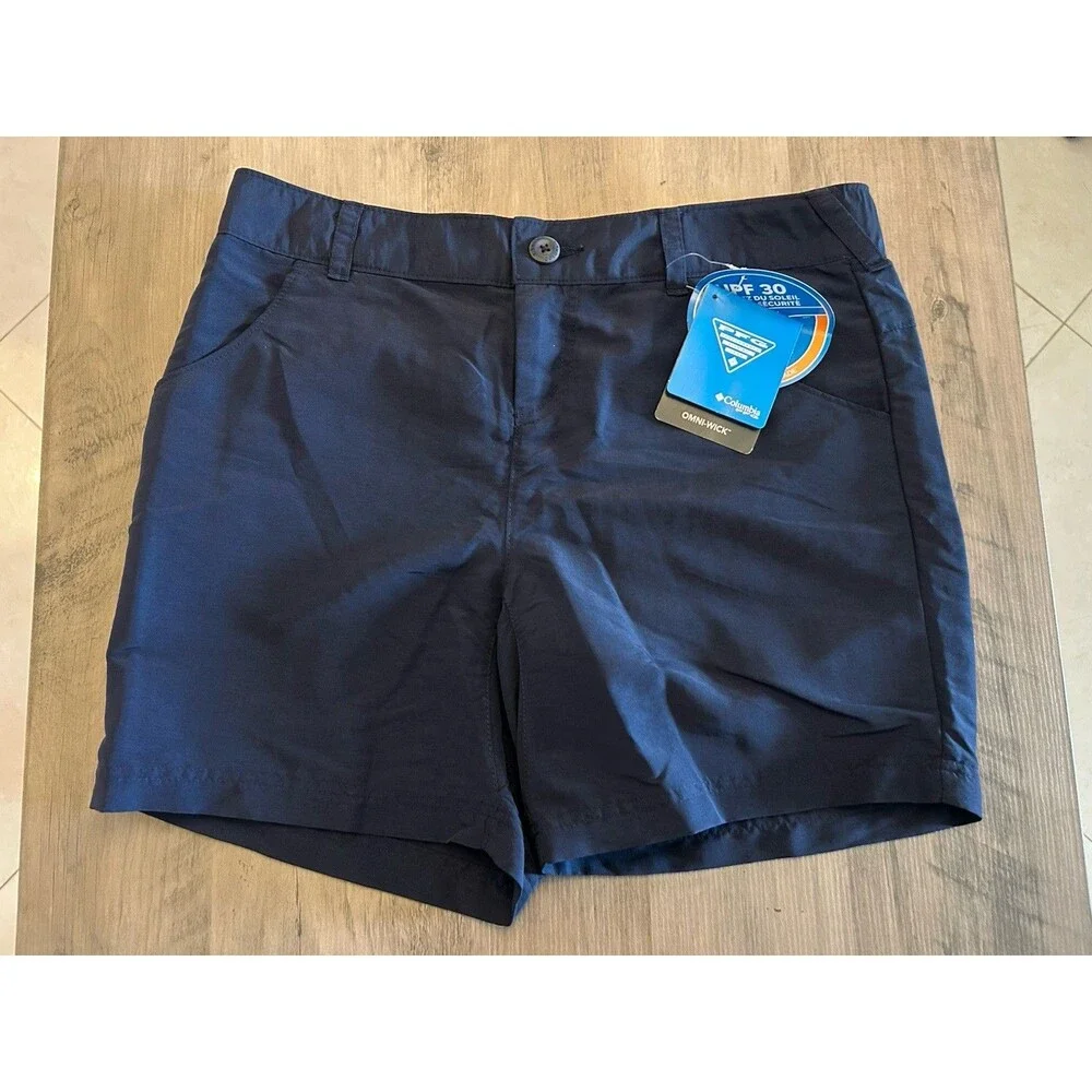 NEW! Columbia PFG Shorts Women’s Size 4 Coral Compass Navy Blue